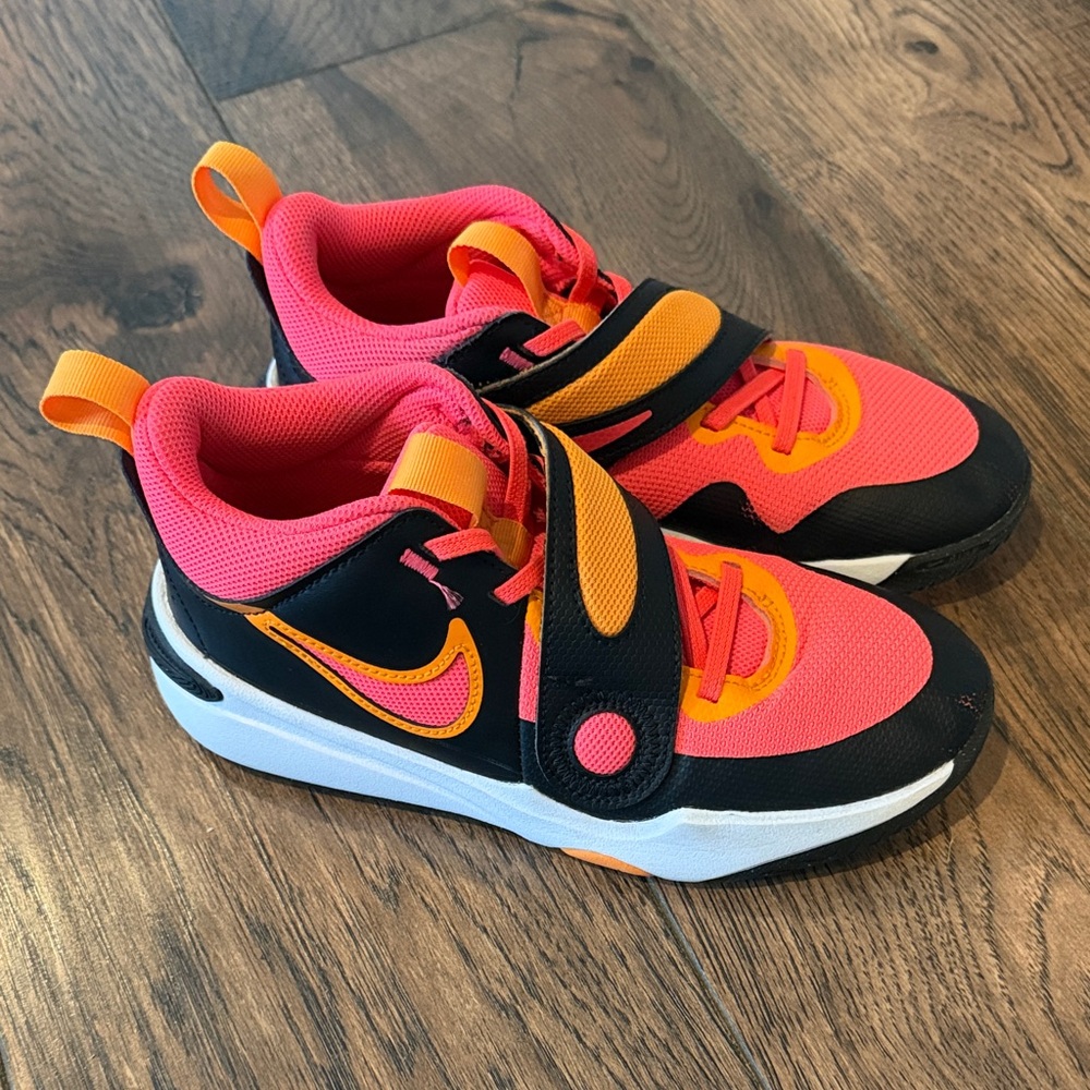 Nike Kids Basketball Sneakers in Pink and Orange with Black Accents